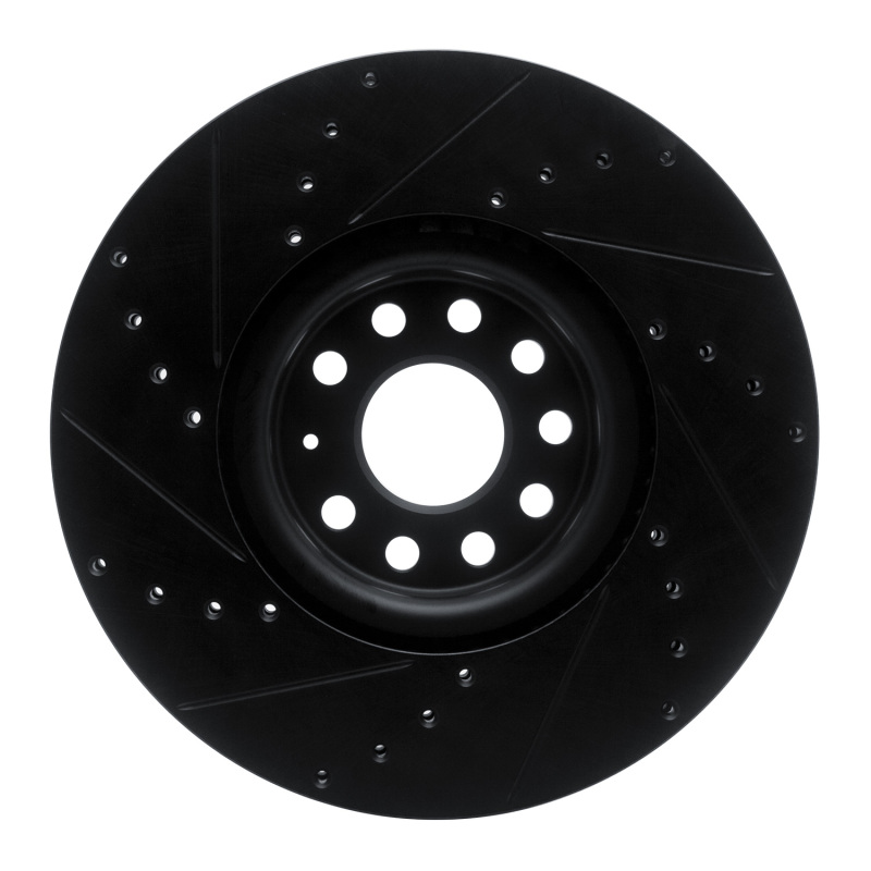 Volkswagen Atlas Brake Rotor (1) - Front Right - R1 Concepts - Drilled & Slotted - Black - `18-`25